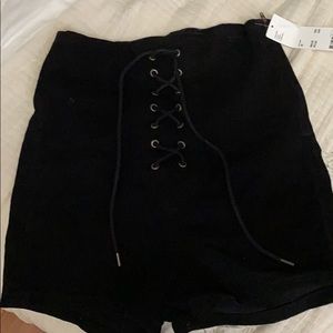 Brand NWT BDG black high waisted lace up shorts